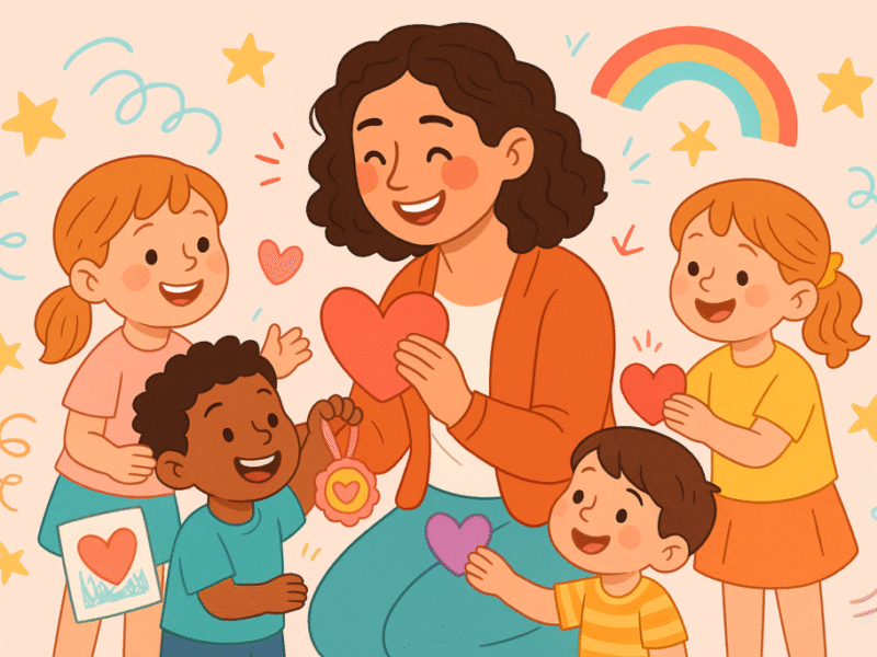 Teacher appreciation and real rewards hug children