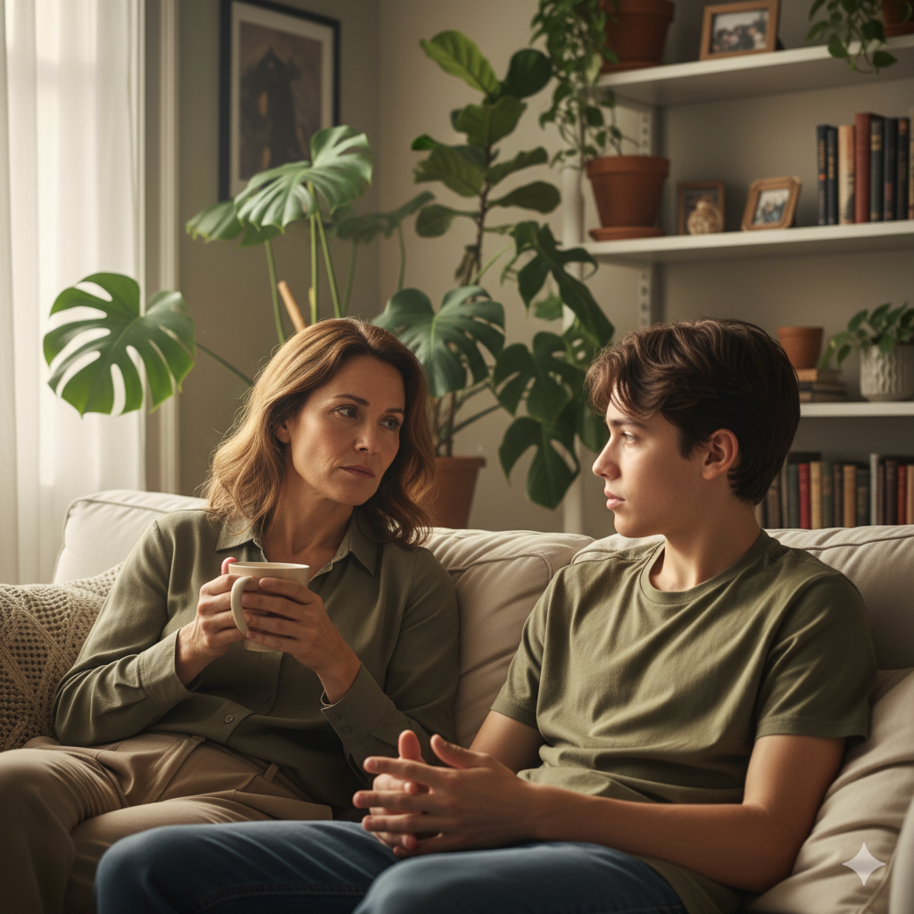The Conversation – A Moment of Honest Connection Between Mother and Son
