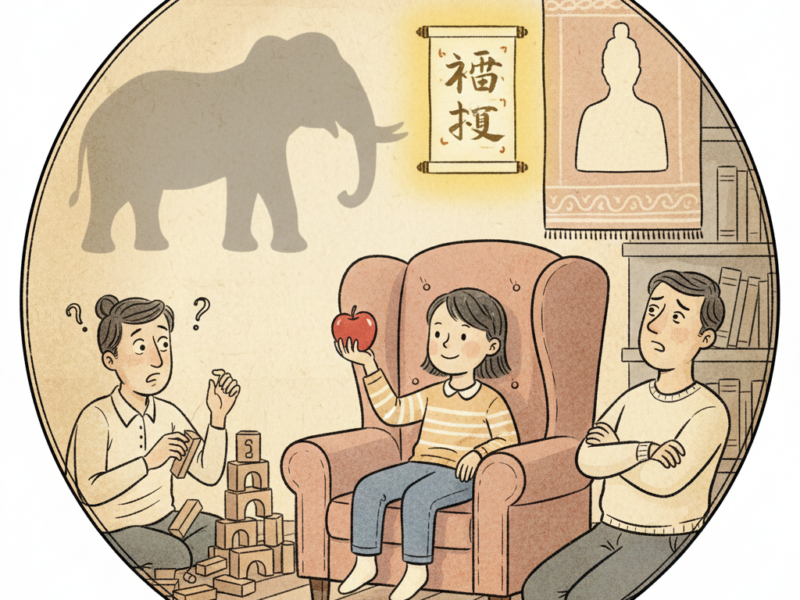 child acting wisely with gentle jataka tale symbols