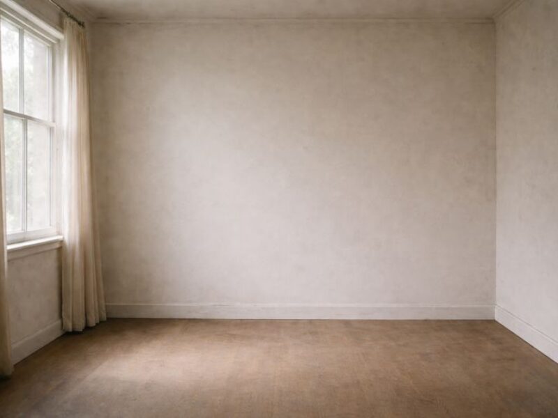 empty ordinary room with plain walls and natural daylight